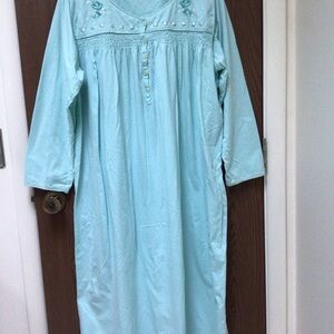 Key Ocean Elegant nightgown 100% cotton jersey, embroidered, satin trim, sz 2XL